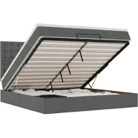 vidaXL Ottoman bed met matras en LED's 160x200cm stof donkergrijs