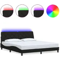 vidaXL Bedframe met LED zonder matras 180x200 cm stof zwart
