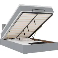 vidaXL Ottoman bed met matras en LED's 120x190 cm stof lichtgrijs
