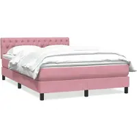 vidaXL Boxspring met matras fluweel roze 160x210 cm