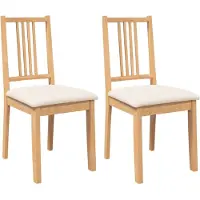 vidaXL Eetkamerstoelen met kussens 2 st massief hout naturel rubber