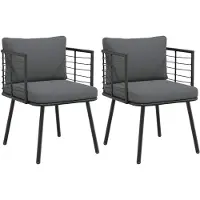 vidaXL Tuinstoelen 2 st met kussens poly rattan zwart