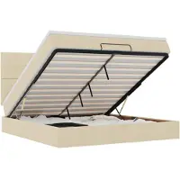 vidaXL Ottoman bed met matras en LED's 160x200cm stof crèmekleurig