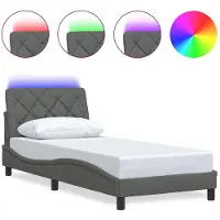 vidaXL Bedframe met LED zonder matras 80x200 cm stof donkergrijs