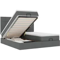 vidaXL Ottoman bed met matrassen 160x200cm stof donkergrijs