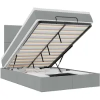 vidaXL Ottoman bed met matras 120x200cm stof lichtgrijs