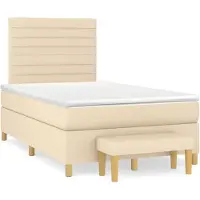 vidaXL Boxspring met matras stof crèmekleurig 120x190 cm