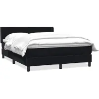 vidaXL Boxspring met matras fluweel zwart 160x210 cm