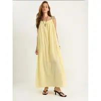 Bianco Maxi-jurk met Ruffles Detail