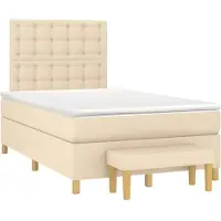 vidaXL Boxspring met matras stof crèmekleurig 120x190 cm