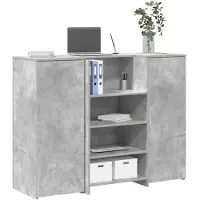 vidaXL Ontvangstbalie, betonkleur, 135x50x103,5 cm, houtvezelplaat