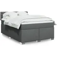 vidaXL Boxspring met matras stof donkergrijs 140x190 cm