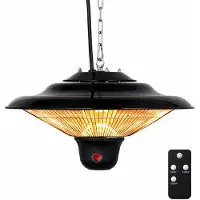 BRASQ Elektrische Terrasverwarmer Hangend PHC100 - Infrarood Heater 1500W - met Afstandsbediening - 3 warmtestanden - Voor binnen en buiten - Spatwaterdicht - Zwart