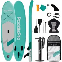 LifeGoods SUP Board Allround Compact - met Zitje - 100 KG Draagkracht - 300 x 76 cm - Opblaasbaar - Compleet SUP pakket - Mintgroen