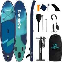LifeGoods SUP Board Allround Compact - 100 KG Draagkracht - 300 x 76 cm - Opblaasbaar - Compleet SUP pakket - Blauw/Groen