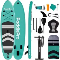 LifeGoods SUP Board - met Zitje - Opblaasbaar Paddle Board - Complete Set - Max. 135KG - 320x81cm - Mintgroen/Zwart