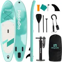 LifeGoods SUP Board Allround Compact - 100 KG Draagkracht - 300 x 76 cm - Opblaasbaar - Compleet SUP pakket - Mintgroen