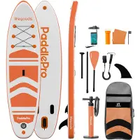 LifeGoods PaddlePro SUP Board - Opblaasbaar Paddle Board - Complete Set - Max. 135KG - 320x81cm - Wit/Oranje