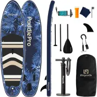 LifeGoods PaddlePro SUP Board - Opblaasbaar Paddle Board - Complete Set - Max. 150KG - 320x81cm - Tropical Blauw