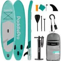 LifeGoods SUP Board Allround Compact - 100 KG Draagkracht - 300 x 76 cm - Opblaasbaar - Compleet SUP pakket - Mintgroen