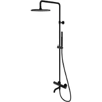 Omnires Y - Doucheset met badthermostaat, diameter 25 cm, zwart Y1234BL