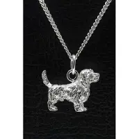 MOOYE ® - Collectie Zilveren Basset fauve de bretagne ketting hanger - groot