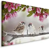 Karo-art Schilderij - Mussen in de Boom, Premium Print
