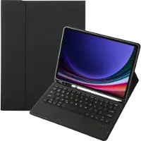 Mobigear Tablethoes geschikt voor Samsung Galaxy Tab S9 Hoes | Keys QWERTY Bluetooth Toetsenbord Bookcase + Stylus Houder - Zwart