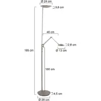Steinhauer Stalen vloerlamp Daphne 2 4602ST – LED uplighter met leesarm