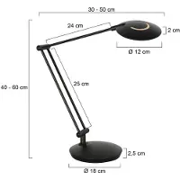 Steinhauer Bureaulamp Zenith, dimbaar, zwart, Werkkamer / Kantoor, metaal, Modern, bureaulamp