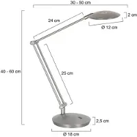 Steinhauer Bureaulamp Zenith, dimbaar, alu / grijs / zink, Werkkamer / Kantoor, metaal, Modern, bureaulamp