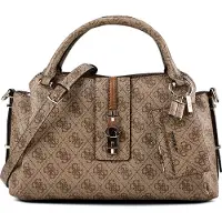 GUESS Dames Yvonne satchel tas met logo beige (OSFA), Casual, Polyurethaan HWSG2378060