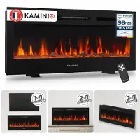 KAMINIO Elektrische haard MARLON - Elektrische 3-in-1 haard met verwarming, 3D-vlammeffect, 12 vlamkleuren, afstandsbediening - 42 inch