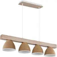Globo Hanglamp Lyndon 4 Lichts Wit Met Rotan