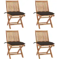 DKD Home Decor Opklapbare stoelen met kussens, 4 stuks, massief teakhout