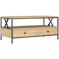 vidaXL Salontafel 100x51x45 cm bewerkt hout sonoma eikenkleurig