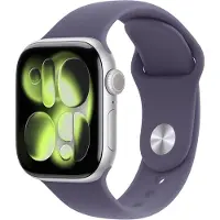 Apple Watch Series 11 GPS 42 mm zilveren aluminium behuizing met paarse mist sportbandje - S/M