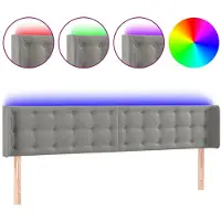 vidaXL Hoofdbord LED 203x16x78/88 cm fluweel lichtgrijs