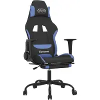 vidaXL Gaming stoel met voetsteun, zwart en blauw, met stoffen bekleding