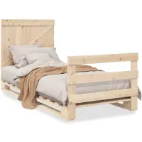 vidaXL Bedframe met hoofdbord massief grenenhout 90x200 cm