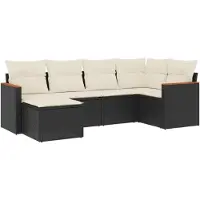 vidaXL 6-delige tuinmeubelset met kussens, zwart, polyrotan