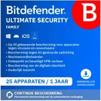 Bitdefender Ultimate Security Family 2026 | 25 Apparaten | 1 Jaar