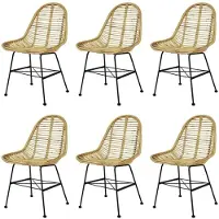 vidaXL Eetkamerstoelen rattan natuurlijk 6 st