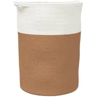 vidaXL Opbergmand Ø 49x65 cm katoen bruin en wit