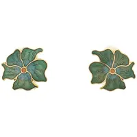 Behave - Oorclips dames - bloemmotief - groen - 2 cm