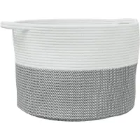 vidaXL Wasmand Ø 55x36 cm katoen grijs en wit