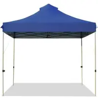 Costway 3 m x 3 m opklapbare partytent, eenvoudig op te zetten, draagbare tent voor commerciële beurzen met een verrijdbare draagtas, 3 verstelbare hoogtes, blauw