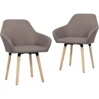 vidaXL Eetkamerstoelen draaibaar 2 st stof taupe