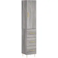 vidaXL Hoge kast 34,5x34x180 cm bewerkt hout grijs sonoma eikenkleurig