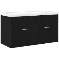 vidaXL Badkamerkast Zwart Eiken 90 x 38,5 x 46 cm Bewerkt hout